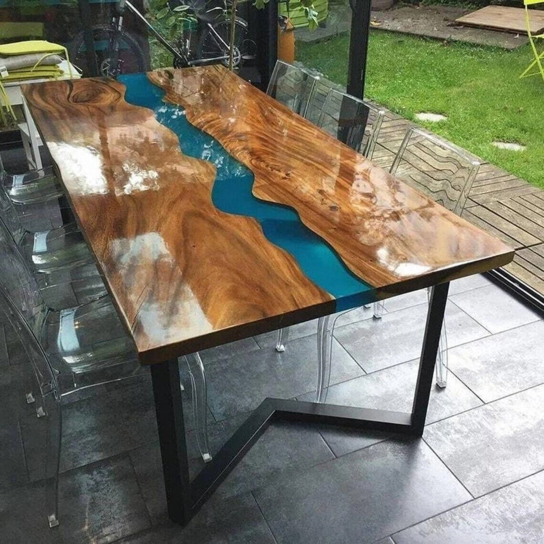 Epoxy Center Dining Table Top / Epoxy Coffee Table Top With Iron Metal
