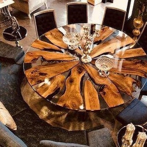 Epoxy Dining Table / Round Table Custom made Home Décor - Round Epoxy River Coffee Dining Table - Unique Home Decor