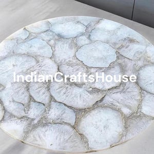 White Agate Dining Table Top, Coffee Center Table for Living Room Table Top