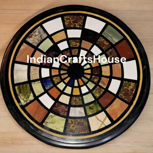 Marble Side Corner Table Top Semi Precious Multi Stones Inlay Work Home Office Decor