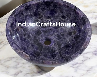 Amethyst Wash Basin / Amethyst Stones Counter Top Sink / Round Wash Basin / Kitchen Sink
