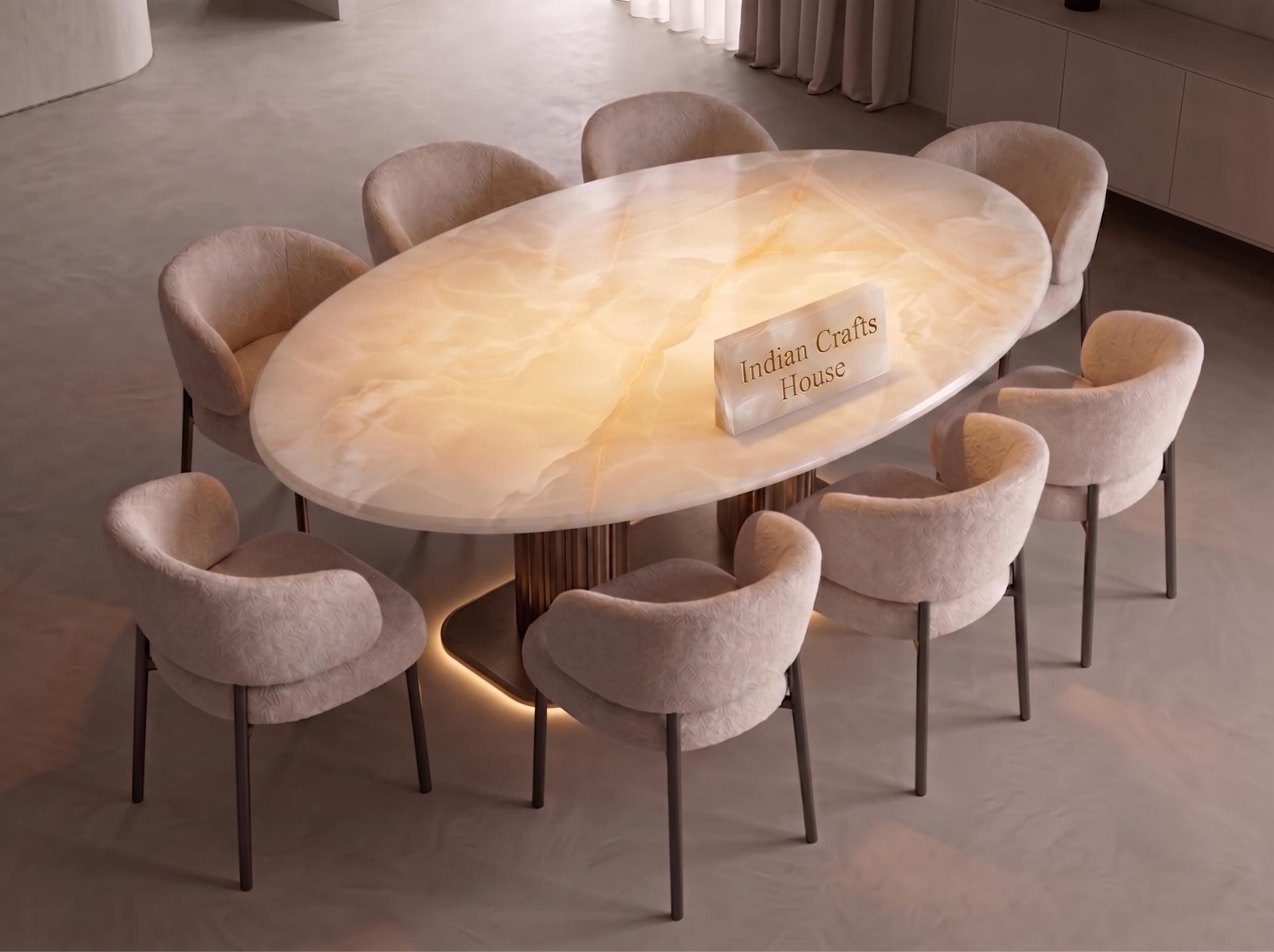 Oval glass top dining table