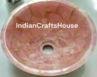 Rose Quartz Wash Basin / Pink Rose Quartz Counter Top Sink / Round Wash Basin Kitchen & bathroom Sink
