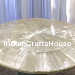 Selenite Round Coffee Table Top, Natural Crystal Resin Furniture Accent, Healing Stone Decor, Unique Gift for Living Room