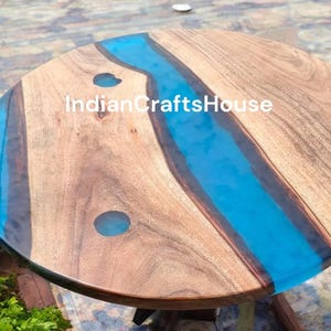 Epoxy Resin Round Coffee Table - Unique Epoxy Resin Center Table For Living Room - Resin And Wood Fusion Coffee Table