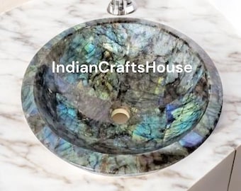 Labradorite Wash Basin / Labradorite Counter Top Sink / Round Wash Basin Kitchen & bathroom