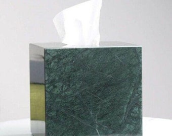 Green Marble Tissue Box, Handmade Home Decor Accessories