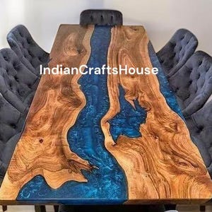 Epoxy Dining Center Table Top, Unique Resin River Design ,Customizable Sizes and Colors