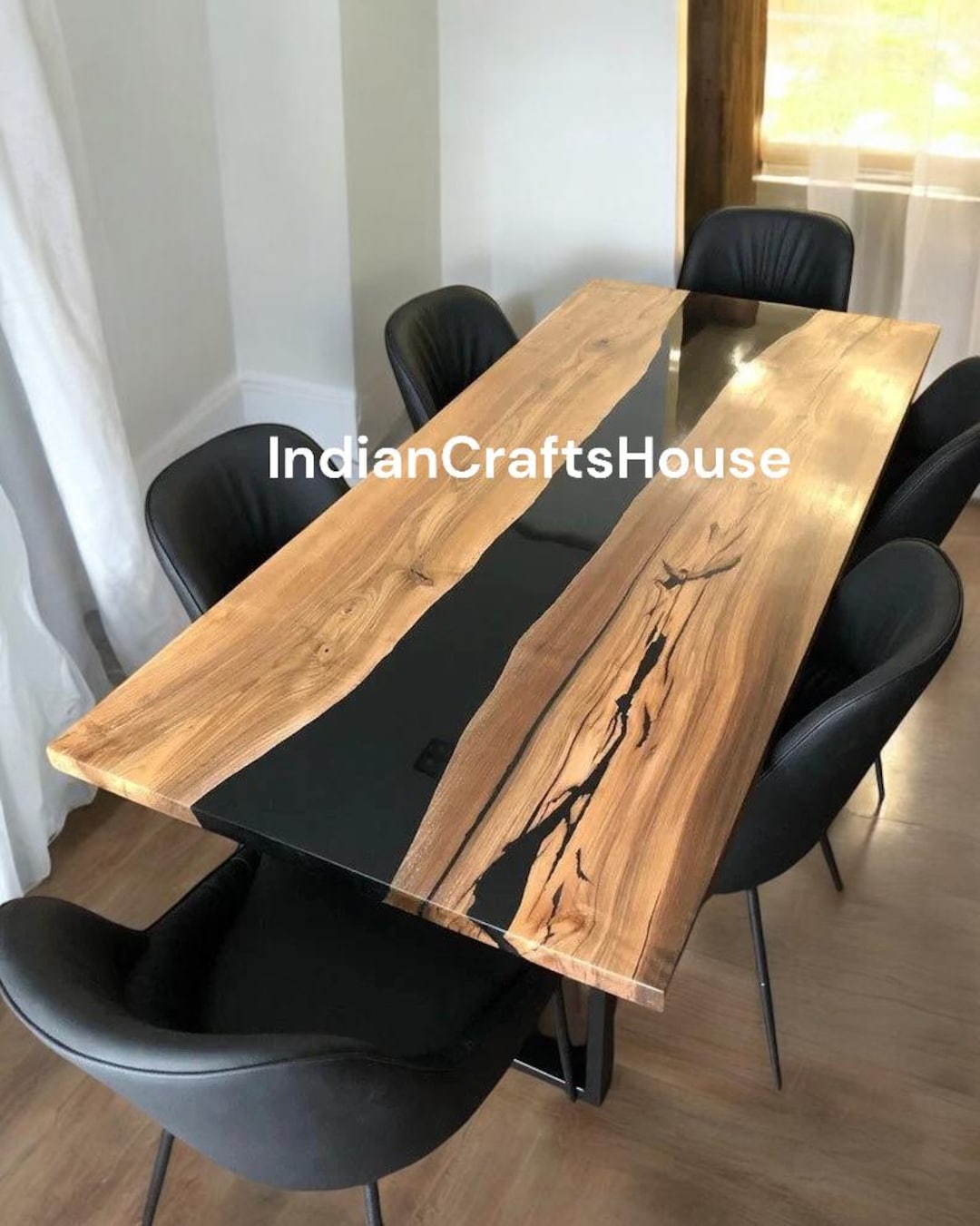 Buy Wooden Epoxy Resin Dining Table Black Epoxy Table, Dining