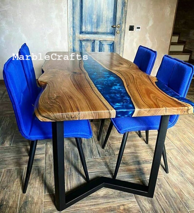 Epoxy Resin Table Top, Live Edge Dining Epoxy Table Top, Epoxy Wood