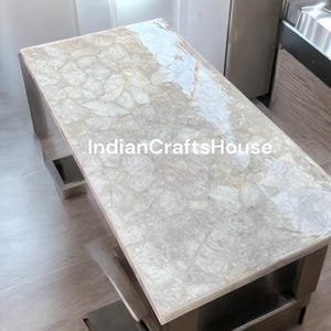 White Quartz Counter Table Top Natural stones Home Office Interior Design