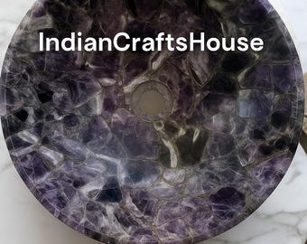 Amethyst Stones Wash Basin / Counter Top Sink / Round Wash Basin Kitchen Sink