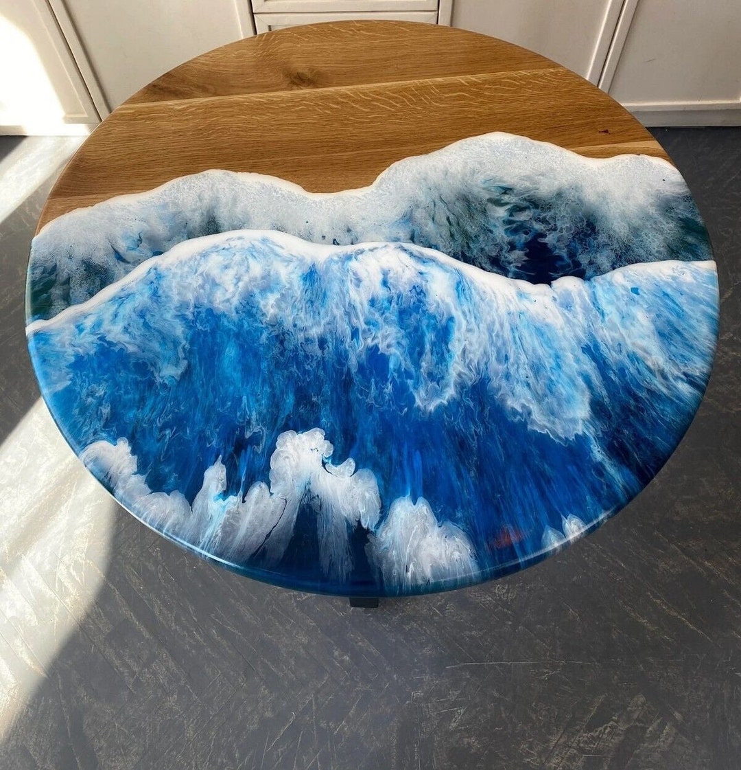 Epoxy Dining Tables, Epoxy and Wood Table, Round Epoxy Resin Table Top