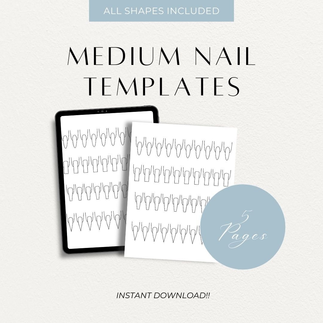 Nail Design Template for Medium Nails (digital Download) Creative Nail