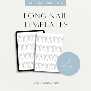 Nail Design Template For Long Nails (Digital download) creative nail art practice Template