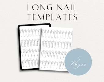 Nail Design Template For Long Nails (Digital download) creative nail art practice Template