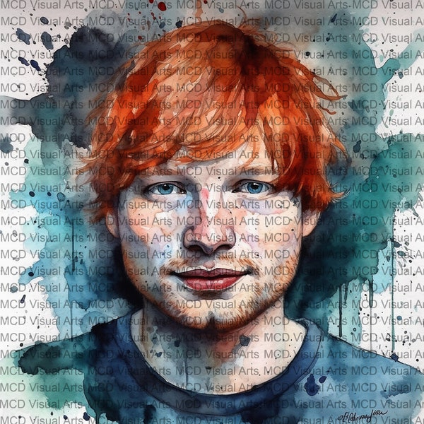 WaterColor Ed Sheeran PNG, Musician | Commercial | Personal | for use, dtf, dtg