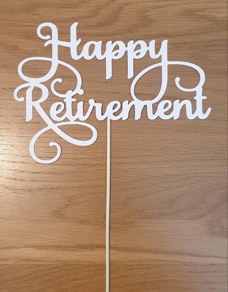 Happy retirement cake topper in your choice of colour | Etsy