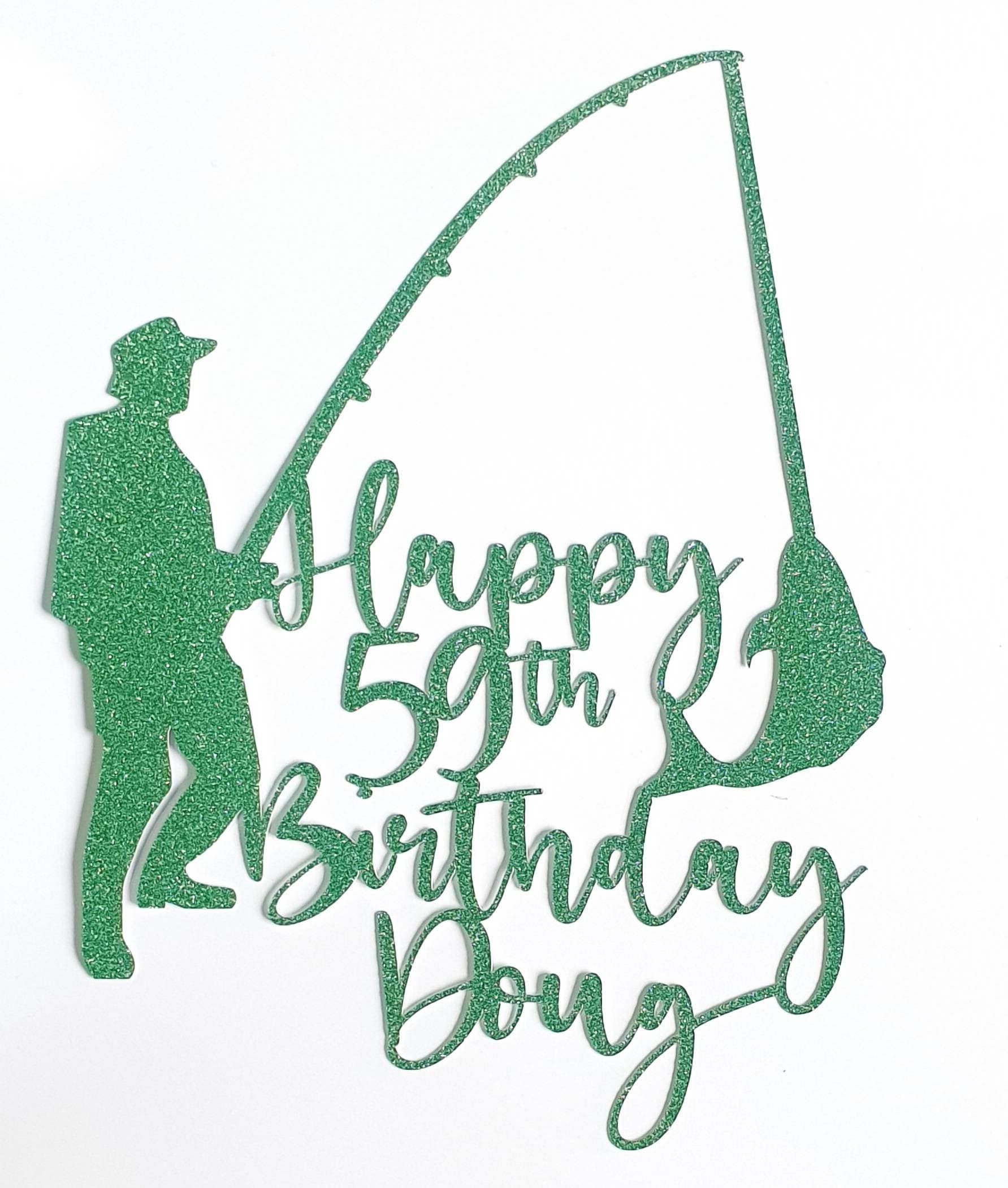 Fishing Birthday Cake Topper, Fisherman Cake Topper, Fishing Theme