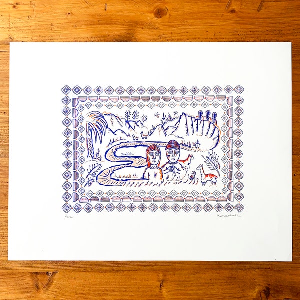 Inca Coloured Silk Screen Print