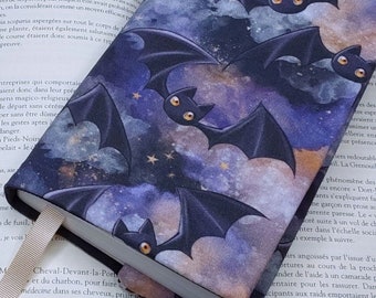 Verstellbare Buchhülle aus Fledermausstoff, Hardcover- und Taschenbuchhülle, anpassbarer Schutz für Hardcover- und Softcover-Romane