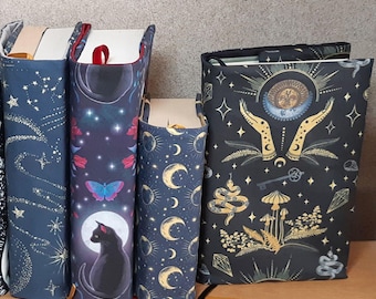 Verstelbare boekhoes, Cosmos Fantasy, voor hardcover en paperback boeken, boekbeschermer, verstelbare en aanpasbare beschermhoes
