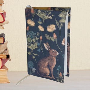 Copertina regolabile per libri a forma di coniglio, copertina in tessuto per libri con copertina rigida e tascabile di tutte le dimensioni, regalo per uomini e donne, animali della foresta