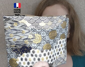 Couvre livre ajustable en tissu japonais pour format poche et manga, protège livre à rabat réglable pour homme et femme, pochette à livre