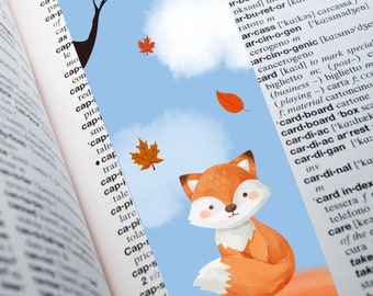 Cute fox bookmark, reader gift, book accessory, autumn forest animal bookmark