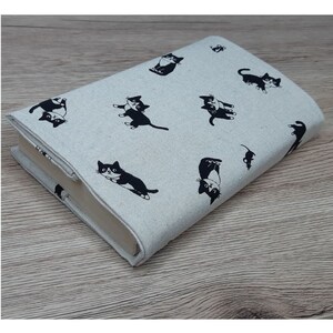 Decorative adjustable cover black cats, for pocket books and manga, adjustable and adaptable fabric book protector, cover cover image 6