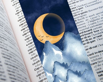 Moon bookmark, set of 4 or individually, book accessory, gift idea for book lovers, cardboard bookmark