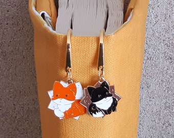 Personalized gold metal bookmark with cute fox charm, fantasy animal metal bookmark