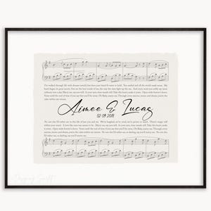 Stampa di poesia personalizzata con cornice, regalo per il primo anniversario, testo della canzone "VOTI di matrimonio", stampa del testo della canzone, poster in cotone, regalo di anniversario, regalo personalizzato S.39