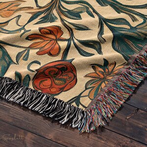 VINTAGE COTTAGECORE WOVEN Blanket Floral Throw Tapestry Farmhouse Décor Wall Hanging Bed Coverlet image 3