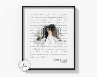 FRAMED Poem Lyrics Print First Dance Portrait Cotton Paper Anniversary Lyric Custom Gift S.11