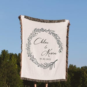WEDDING BLANKET Vintage Woven Cotton Throw 2nd ANNIVERSARY Gift Wedding Blanket Cotton Anniversary Gift Farmhouse Bed Coverlet Couple Gift