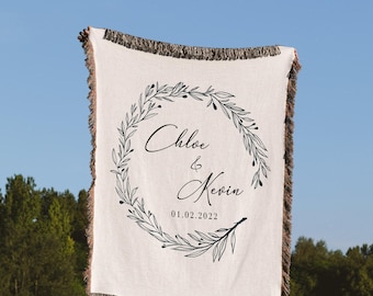 Woven Blanket COTTON ANNIVERSARY Gift Wedding Throw Bed Coverlet Couple Gifts