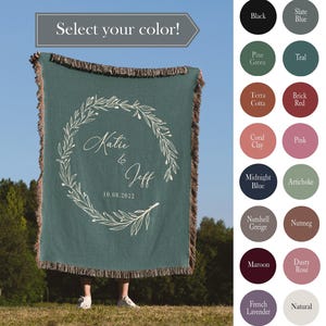 COTTON Wedding ANNIVERSARY Gift Woven Throw Custom Blanket 2nd Second Anniversary Gift For Couple Personalized Blanket Vintage Throw