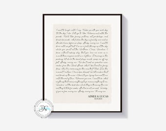 Lyrics Print Wedding Song FRAMED UNFRAMED Custom Anniversary Gift First Dance Gifts For Couple Him Or Her S.21