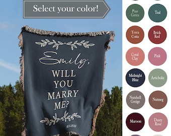 PROPOSAL BLANKET 100% Cotton Woven Throw Vintage Marry Me Engagement Custom Gift For Him Her