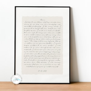 IMPRESSION ENCADRÉE vœux 1er anniversaire papier paroles de chanson de mariage poème personnalisé impression cadeau pour lui pour elle affiche de vœux, impressions d'art S.23