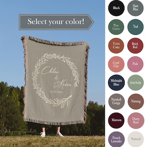 WOVEN THROW Vintage Cotton Wedding Blanket Custom Couple Wedding Gift Cotton Anniversary Gift For Husband Wife Custom Anniversary Blanket