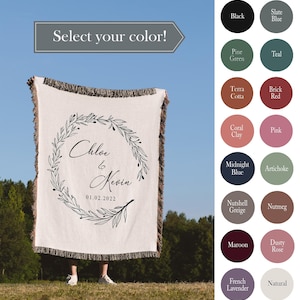 COTTON ANNIVERSARY Gift Woven Blanket Wedding Throw For Couple Personalized Custom Vintage Farmhouse Cotton Woven Throw Wedding Gift Him Her