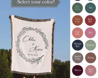 Personalized ANNIVERSARY Blanket Custom Gift Cotton Woven Wedding Throw For Couple Personalized