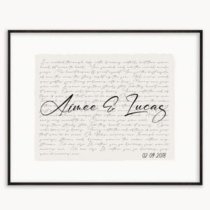 Stampa di poesia personalizzata con cornice, regalo per il primo anniversario, testo della canzone "VOTI di matrimonio", stampa del testo della canzone, poster in cotone, regalo di anniversario, regalo personalizzato S.35