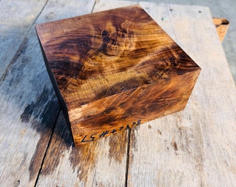 Rare 8"×8"×4"  Old growth Burly  Walnut Crotch blank. Wood turning blanks. Large wood turning. Rare burly walnut. Green/ waxed # 57