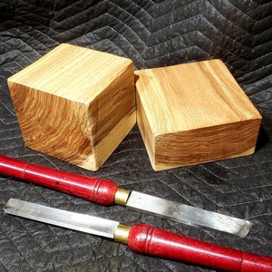 Red Oak 2 pack, 5&quot;×5&quot;×5&quot; and 1- 6&quot;×6&quot;×3&quot; Nice Red Oak Bowl Turning Blank. Lathe, Carving Wood vase turning wood. Craft lathe woodworker gift