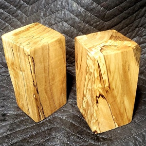 2)TWO   3&quot;×3&quot;×6&quot; Nice Spalted Ambrosia Maple Turning Blank. Carving  Spindles, lathe turning bowl blanks.