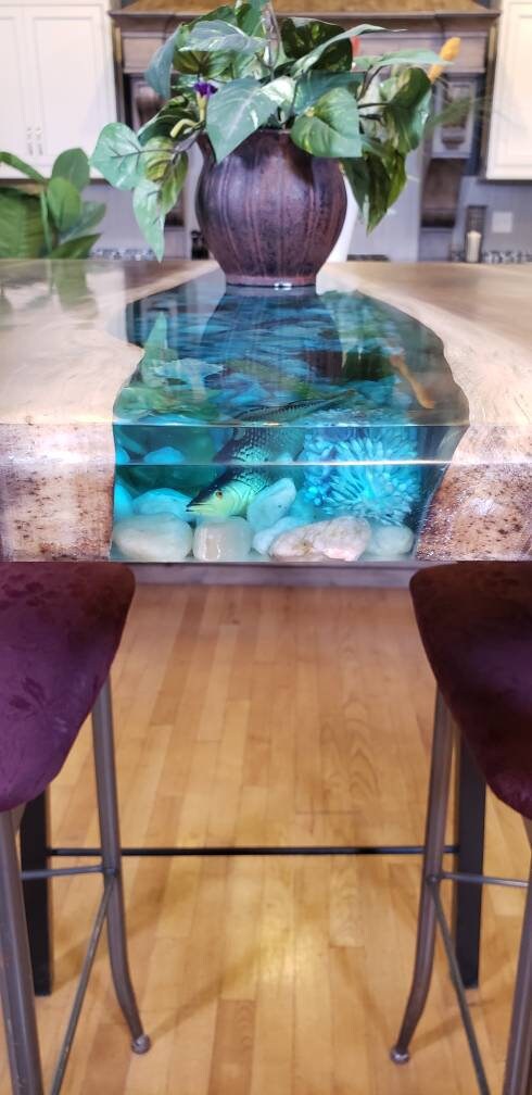 Round Epoxy Table Moss Stones, Table Pebble Decor, Epoxy Resin Wood Table,  Epoxy Coffee Table, ANY SIZE, Fancy Table, Custom Order Table 