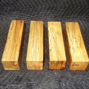 4) FOUR 3&quot;×3&quot;×12&quot; Nice Spalted Ambrosia Maple Turning Blank. Carving  Spindles